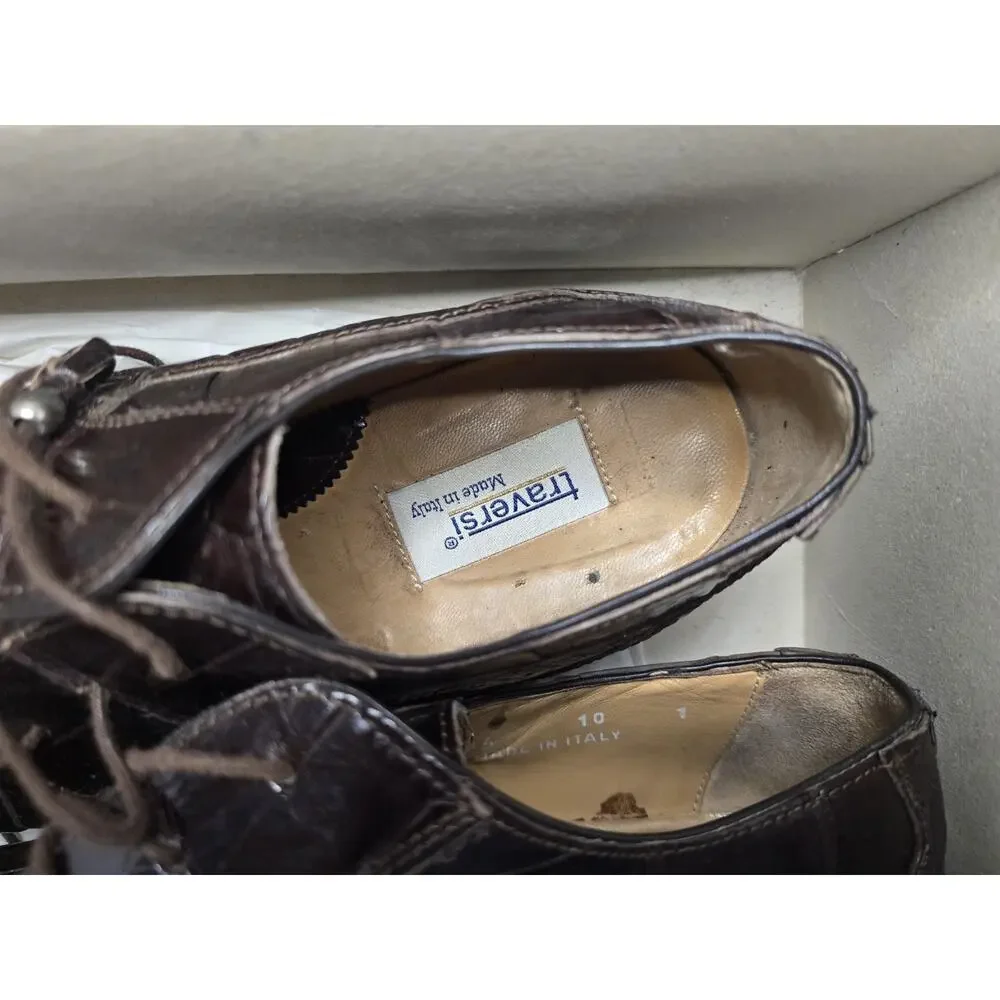 Traversi genuine luxury alligator LM14 Oxford loafers size 10 leather bottoms
